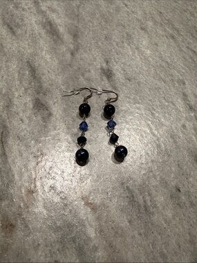 Elegant Navy Bead Drop Earrings - Women Jewelry